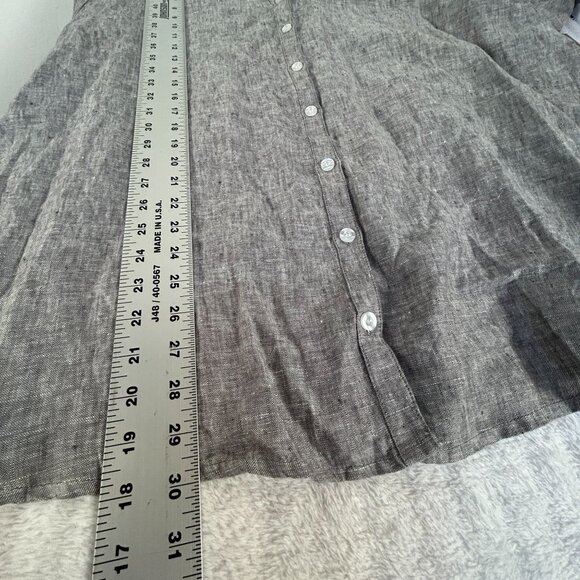 Ulla Popken Womens Gray Linen Button-Up Shirt Tunic Size 16/18 Roll-Tab Sleeves - Picture 6 of 6